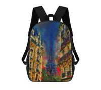 sinyumoney Parisian Eiffel Tower Art Print Sac À Dos Scolaire Imprimé En 3D Pour Garçons Et Filles, Sac À Dos Pour Enfants, Sac De Voyage 17inch