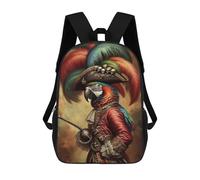 sinyumoney Parrot As A Pirate Captain Sac À Dos, Cartable Imprimé En 3D, Sac À Goûter, Sac À Dos De Voyage, Sac À Dos Entre Amis, Sac À Dos Scolaire Pour Filles Et Garçons 17inch