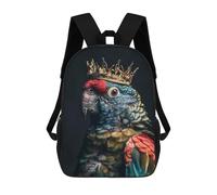 sinyumoney Parrot Little King Sac À Dos Enfant Fille 3D, Sac D'école, Sac À Dos Pour Tout-petits, Sac À Dos Décontracté, Sac À Livres Tendance 17inch