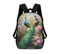 sinyumoney Peacock Garden Art Print-1 17inch Sac À Dos Scolaire Imprimé En 3D Pour Enfants, Style Décontracté Et Tendance, Idéal Pour Les Voyages Et Les Études.