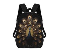 sinyumoney Peacock Gold Dark Sac À Dos Scolaire Pour Filles Et Garçons, Grande Capacité, Léger, Pour Enfants Et Étudiants 17inch