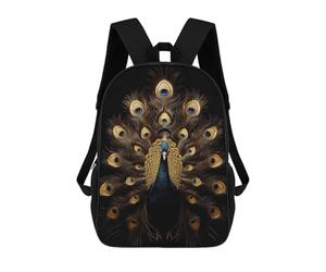 sinyumoney Peacock Gold Dark Sac À Dos Scolaire Pour Filles Et Garçons, Grande Capacité, Léger, Pour Enfants Et Étudiants 17inch