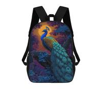 sinyumoney Peacock in Enchanted Forest -1 Sac À Dos Scolaire Pour Enfants, 43 Cm (17 Pouces), Imprimé En 3D, Pour Garçons, Élèves Du Primaire Et Du Collège