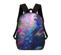 sinyumoney Peacock in Enchanted Forest Sac À Dos Enfant, Cartable Imprimé En 3D Pour Garçons Et Adolescents 17inch