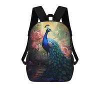 sinyumoney Peacock in Enchanted Garden Sac À Dos Scolaire Pour Enfants, 43 Cm (17 Pouces), Imprimé En 3D, Pour Garçons, Élèves Du Primaire Et Du Collège