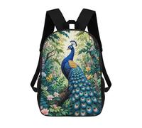 sinyumoney Peacock in Lush Jungle Sac À Dos Scolaire Pour Filles Et Garçons, Grande Capacité, Léger, Pour Enfants Et Étudiants 17inch