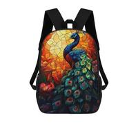 sinyumoney Peacock Stained Glass Sacs À Dos Imprimés En 3D 17inch Sac À Dos Scolaire Pour Enfants, Sac À Dos Décontracté Pour La Journée, Sac De Voyage Décontracté Pour Les Élèves Du Collège