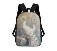 sinyumoney Peacock White Magical Sac À Dos Imprimé En 3D Pour Enfants, Sac À Dos Scolaire, Sac À Dos De Voyage Pour Enfants, Sac À Livres Grande Capacité, Sac À Dos Pour Enfants 17inch
