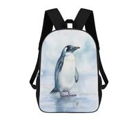 sinyumoney Penguin Watercolor Sac À Dos Scolaire Enfant Tendance Et Décontracté, Sac À Dos Imprimé En 3D Pour Garçon, Grand Sac À Dos 17inch
