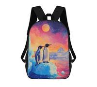 sinyumoney Penguins on Iceberg Under Colorful Sky Sac À Dos Scolaire Pour Enfants Imprimé En 3D, Idéal Pour Les Voyages Et Les Livres 17inch