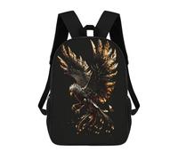 sinyumoney Phoenix Black Gold Sacs À Dos Tendance Imprimés En 3D 17inch Sac D'école Décontracté Pour Enfants, Garçons, Élèves Du Primaire Et Du Collège