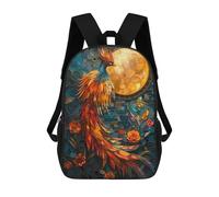 sinyumoney Phoenix Stained Glass Art Sac À Dos Scolaire Imprimé En 3D, Sac À Dos Décontracté Pour Enfants, Sac D'école Imprimé En 3D Pour Garçons, Primaire Et Collège 17inch