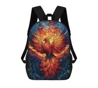 sinyumoney Phoenix Stained Glass Art Sacs À Dos Imprimés En 3D Pour Enfants, Sacs D'école Tendance Pour Garçons, Sacs De Voyage, Sacs Scolaires Pour Élèves Du Primaire 17inch