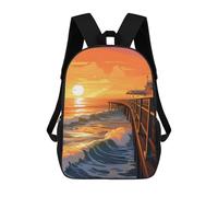 sinyumoney Pier at Sunset Sac À Dos Enfant, Sac D'école, Sac À Dos Imprimé 3D Avec Motif De Dessin Animé, Grande Capacité, Pour Garçons Et Filles 17inch