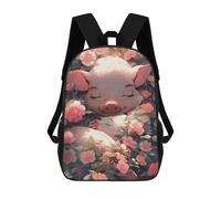 sinyumoney Piglet in Flower Garden Sacs À Dos Imprimés En 3D Pour Enfants, Sacs D'école Tendance Pour Garçons, Élèves Du Primaire Et Du Collège 17inch