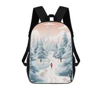 sinyumoney Pine Forest Winter Walk Sacs À Dos Scolaires Pour Enfants, Sac D'école Imprimé En 3D Pour Garçons, Élèves Du Primaire Et Du Collège 17inch