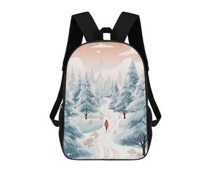 sinyumoney Pine Forest Winter Walk Sacs À Dos Scolaires Pour Enfants, Sac D'école Imprimé En 3D Pour Garçons, Élèves Du Primaire Et Du Collège 17inch
