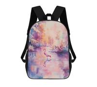 sinyumoney Pink Flamingo in A Watery Landscape Sac À Dos Scolaire Enfant Tendance Et Décontracté, Sac À Dos Imprimé En 3D Pour Garçon, Grand Sac À Dos 17inch