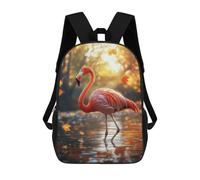 sinyumoney Pink Flamingo in Autumn Sac À Dos Enfant Fille 3D, Sac D'école, Sac À Dos Pour Tout-petits, Sac À Dos Décontracté, Sac À Livres Tendance 17inch
