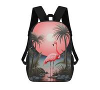 sinyumoney Pink Flamingo Landscape 01 Sacs À Dos Pour Enfants, Cartables Imprimés En 3D, Sacs À Dos Pour Élèves Du Primaire Et Du Collège (garçons Et Filles) 17inch