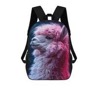 sinyumoney Pink Fluffy Alpaca Portrait Sacs À Dos Pour Enfants, Sac À Dos Scolaire Imprimé En 3D Pour Enfants, Sac À Dos De Voyage, Sac À Livres Pour Enfants 17inch Sac D'école