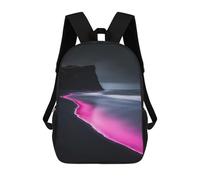 sinyumoney Pink Glow Beach Sac À Dos Scolaire Imprimé En 3D Pour Enfants, Sac À Dos Garçon/fille, Sac De Voyage Pour Enfants 17inch