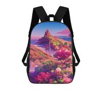 sinyumoney Pink Paradise Landscape Sac À Dos Scolaire Pour Enfants 17 Pouces, Sac À Dos Décontracté Pour Les Voyages, Grand Sac À Dos De Jour Pour Garçons Et Filles 17inch