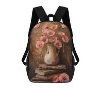 sinyumoney Pink Poppy Flowers Sac À Dos Scolaire Imprimé En 3D Pour Enfants, Sac À Dos Garçon/fille, Sac De Voyage Pour Enfants 17inch