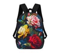 sinyumoney Pink Red Yellow Roses Sacs À Dos Pour Garçons, Cartables Imprimés En 3D, Sacs À Dos De Voyage Tendance Pour Garçons (primaire, Collège) 17inch