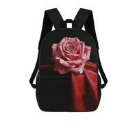 sinyumoney Pink Rose on Red Fabric Sac À Dos Scolaire Imprimé En 3D, Sac À Dos Décontracté Pour Enfants, Sac D'école Imprimé En 3D Pour Garçons, Primaire Et Collège 17inch