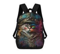 sinyumoney Pirate Cat Painting Sacs À Dos Scolaires Pour Enfants, Sac D'école Imprimé En 3D Pour Garçons, Élèves Du Primaire Et Du Collège 17inch