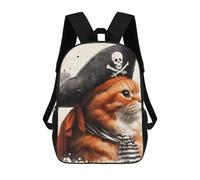 sinyumoney Pirate Cat Portrait Sacs À Dos Pour Enfants, Cartables Imprimés En 3D, Sacs À Dos Pour Élèves Du Primaire Et Du Collège (garçons Et Filles) 17inch