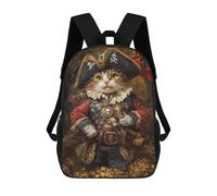 sinyumoney Pirate Cat Treasure Chest-23 17inch Sacs À Dos Scolaires Imprimés En 3D - Sacs À Dos Tendance Pour Garçons Du Primaire Et Du Collège