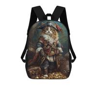 sinyumoney Pirate Cat Treasure Chest-33 Sac À Dos Scolaire Pour Enfants, Imprimé En 3D, Pour Garçons, Élèves Du Primaire Et Du Collège 17inch