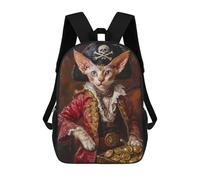 sinyumoney Pirate Cat with Treasure Chest Sac À Dos Scolaire Pour Enfants, 43 Cm (17 Pouces), Imprimé En 3D, Pour Garçons, Élèves Du Primaire Et Du Collège