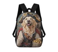 sinyumoney Pirate Dog with Treasure Chest-2 Sacs À Dos Pour Enfants, Sac À Dos Scolaire Imprimé En 3D Pour Enfants, Sac À Dos De Voyage, Sac À Livres Pour Enfants 17inch Sac D'école