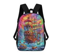 sinyumoney Pirate Ship in Stormy Seas -2 Sacs À Dos Décontractés Pour Enfants, Sacs D'école Pour Adolescents, Filles Et Garçons, Sacs À Dos Pour Livres 17inch