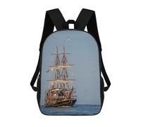 sinyumoney Pirate Ship Sailing on Open Sea Sac À Dos Scolaire Pour Enfants Imprimé En 3D, Idéal Pour Les Voyages Et Les Lectures, Pour Les Garçons Et Les Élèves Du Primaire 17inch