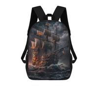 sinyumoney Pirate Ship Storm Sac À Dos Imprimé En 3D, Sac D'école Décontracté Et Tendance Pour Enfants, Sac D'école Pour Garçons, Collégiens 17inch