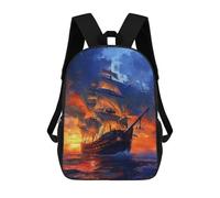 sinyumoney Pirate Ship Sunset Ocean-1 Sac À Dos Scolaire Pour Enfants, 43 Cm (17 Pouces), Imprimé En 3D, Pour Garçons, Élèves Du Primaire Et Du Collège