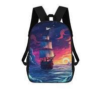 sinyumoney Pirate Ship Sunset Ocean Sacs À Dos Scolaires Pour Garçons Et Filles, Sacs À Dos Décontractés Pour Le Sport, Sacs À Dos De Grande Capacité Pour L'école Primaire 17inch