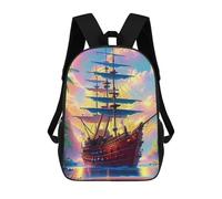 sinyumoney Pirate Ship Sunset Sac À Dos Scolaire Pour Adolescents, Imprimé En 3D, Ajustable, À Poches Tendance, Pour Enfants, Garçons, Filles, Étudiants Et Adolescents 17inch