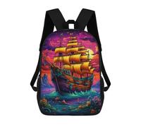 sinyumoney Pirate Ship Sunset Sac À Dos Scolaire Pour Enfants, Sac À Dos De Voyage Décontracté, Grand Sac À Dos Pour Garçons Et Filles 17inch