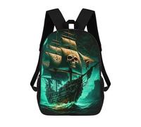 sinyumoney Pirate Ship with Skull Sails Sacs À Dos Imprimés En 3D Pour Enfants, Sacs D'école Tendance Pour Garçons, Élèves Du Primaire Et Du Collège 17inch