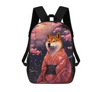 sinyumoney Pixel Art Shiba Inu Sakura Sac À Dos Scolaire Pour Enfants Imprimé En 3D, Idéal Pour Les Voyages Et Les Lectures, Pour Les Garçons Et Les Élèves Du Primaire 17inch