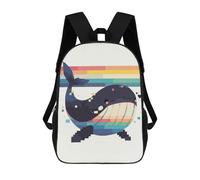 sinyumoney Pixel Rainbow Whale Sacs À Dos Scolaires Pour Enfants, Sac D'école Imprimé En 3D Pour Garçons, Élèves Du Primaire Et Du Collège 17inch