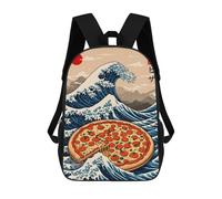 sinyumoney Pizza Great Wave Sac À Dos Scolaire Imprimé En 3D, Sac À Dos Décontracté Pour Enfants, Sac D'école Imprimé En 3D Pour Garçons, Primaire Et Collège 17inch