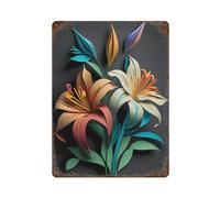 sinyumoney Plaque décorative en aluminium avec motif de lys, idéale comme cadeau pour femme ou pour décorer un bar ou une maison (15,7 x 11,8 pouces).