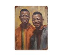 sinyumoney Plaque décorative en aluminium peinte représentant des frères afro-américains, idéale comme cadeau pour femme ou pour décorer un bar ou une maison (15,7 po x 11,8 po).