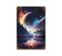 sinyumoney Plaque décorative en aluminium représentant le paysage de Saturne, idéale comme cadeau pour femme ou pour décorer un bar ou une maison (11,8 po x 7,9 po).